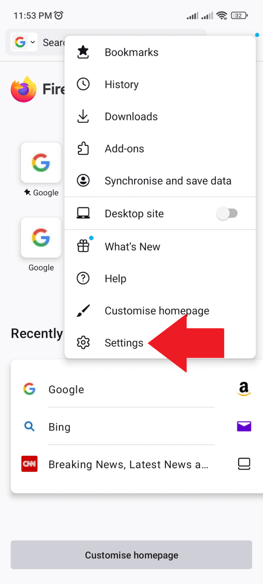 Firefox - Android - Settings