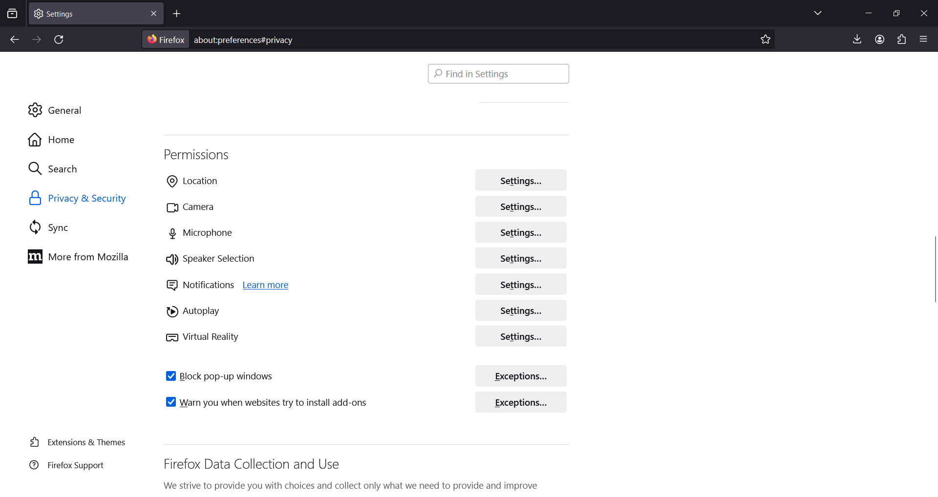 Firefox - Desktop - Permissions