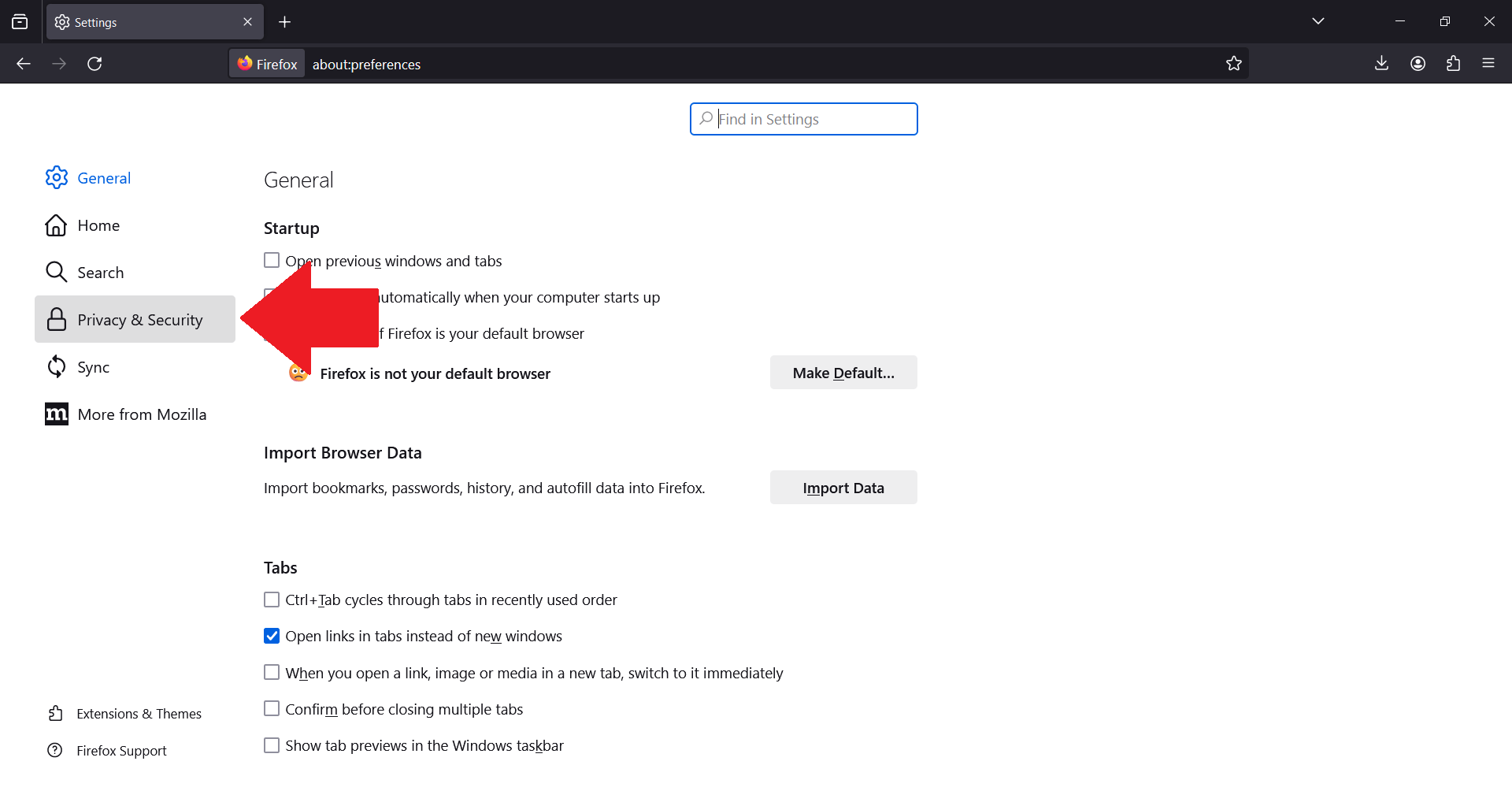 Firefox - Desktop - Privacy & Security