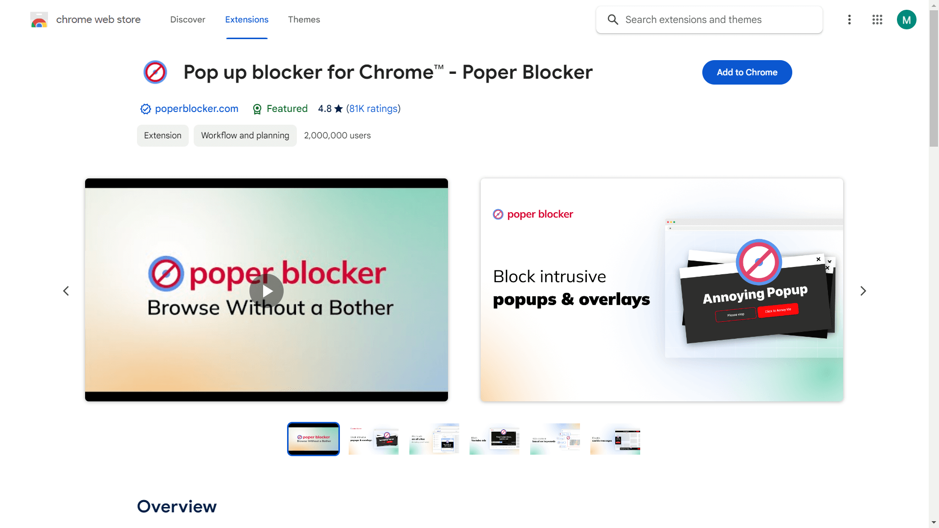 Poper blocker extension