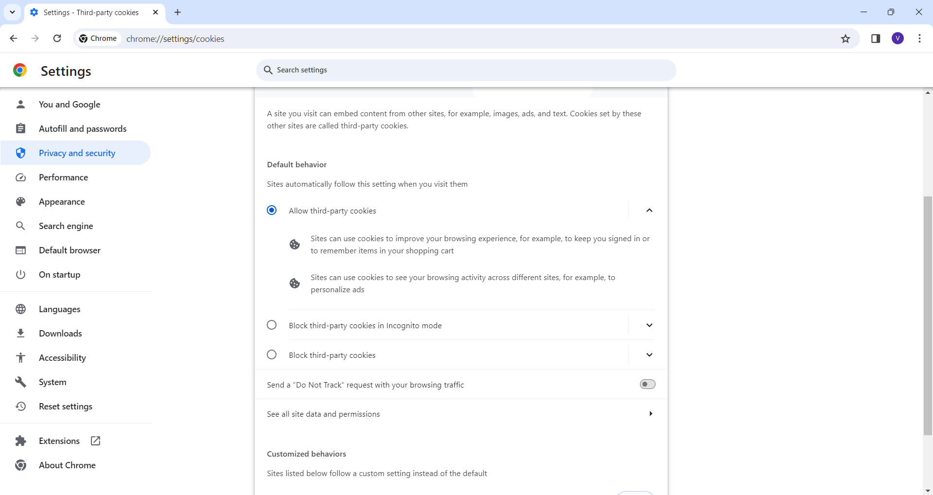 Chrome - Block Cookies