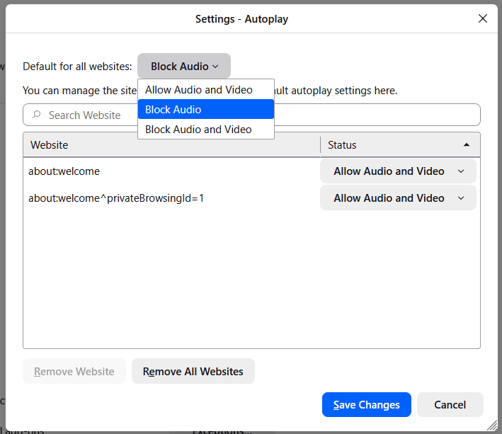 Block autoplay audio