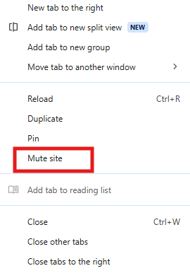 Mute a site