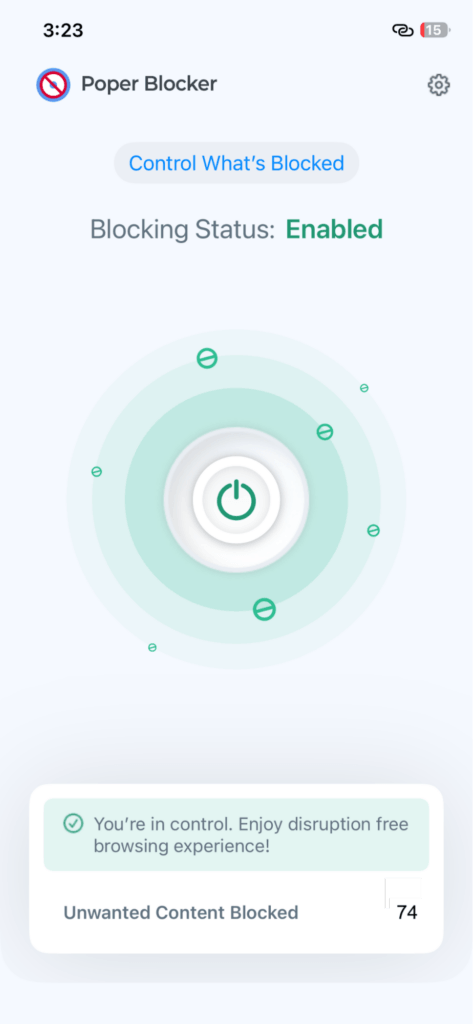 Poper Blocker iOS app